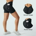 thumbnail image 6 of OSOLU Women Scrunch Workout Shorts With Pockets Lifting Booty V Back Athletic Gym Yoga Shorts Sports Soft Tummy Control Workout Athletic Gym Bottoms Black M, 6 of 6