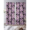 thumbnail image 3 of Purple Floral Sheer Curtains 96 Inch Length 2 Panels Set Window Treatments, Abstract Watercolor Flower Leaf Plant Rod Pocket Semi Curtains for Living Room/Bedroom/Kitchen Décor, 104"W x 96"L, 3 of 7