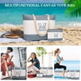 thumbnail image 4 of oscaurt Beach Bag Initial Tote Bags for Women Travel Bag with Zipper Vacation Essentials Personalized Birthday Christmas Gifts for Women Her, 4 of 6