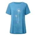 thumbnail image 4 of Tunic Tops for Women Loose Fit Dandelion Print T-shirt Top Round Neck Short Sleeve Shirt Top Casual Solid Color Blouse, 4 of 4