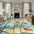 thumbnail image 2 of Colorful Birds Large Area Rugs for Bedroom Living Room, Soft Non Slip Carpet Bedside Rug, Modern Oil Painting Art Spring Rectangular Floor Cover Kitchen Accent Rug 8'x10' for Dining Room/Office, 2 of 9