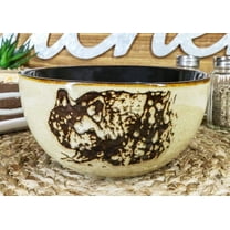 Pack Of 2 Rustic Western Forest Gray Wolf Ceramic Pasta Salad Soup Bowls 21Oz