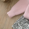 thumbnail image 4 of IVEYRTF Girls Knit Sweater Top and Glitter Skirt Set Long Sleeve Cute Bow Tie Casual Fall Winter Soft Fit Outwear 2 Piece Outfit for Kids 1-8 Years(Pink,7 Years), 4 of 6