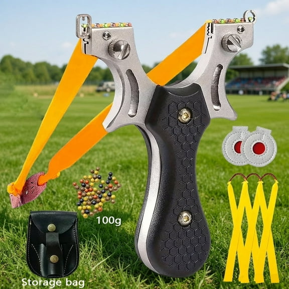 Hunting Shooting Slingshot Set Rubber Bands Mud Pill Target for Practice and Portable Storage Bag