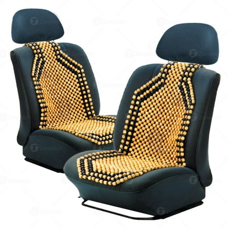 Zone Tech Set of 2  Double Strung Two Tone Wooden Beaded Ultra Comfort Massaging Car Seat (Best Massage Car Seat Cover)