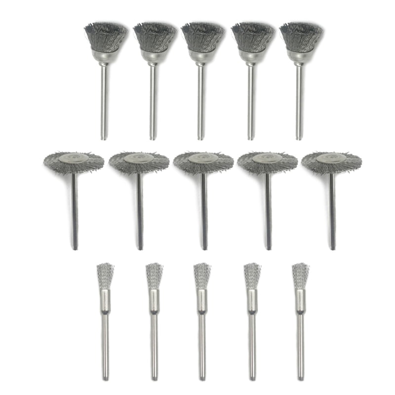 3mm White 5PCS Steel Wire Brush Set Shank Stainless Steel Polishing Buffing Accessories Wheel Cup Pen Wire Brush for Power Grinder Rotary Tools 1/8’’ 