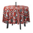 thumbnail image 1 of Vargottam Nappe Ronde Intérieure/extérieure 58 Pouces avec Trou pour Parasol et Fermeture Éclair, Nappe Imperméable, Nappes pour Table de Jardin - Rouge et Gris, 1 of 7