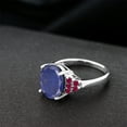 thumbnail image 4 of Gem Stone King 4.50 Ct Oval Blue Lapis Red Created Ruby 925 Sterling Silver Ring (Size 8), 4 of 4