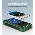 thumbnail image 3 of 2PK Power Bank Wireless Charger 46800mAh Built in 4 Cables Six Outputs 15W Fast Charging Power Bank for All Mobile Devices Three Inputs Solar Portable Charger with Dual Flashlights, Carabiner(Green), 3 of 8