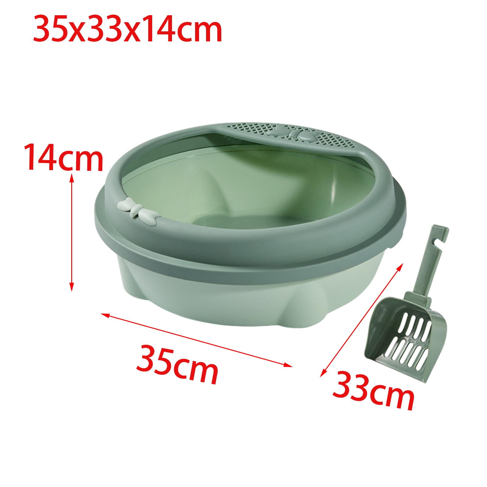 Tooyful Semi Enclosed Cat Litter Box Pet Litter Pan Easily to Clean Indoor Cats Anti Splashing Cat Potty Cat Bedpan for Small Animals , Green Small