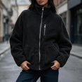 thumbnail image 5 of DYTTDG Women’s Fleece Zip-Up Jacket, Stand Collar Long Sleeve Sherpa Jacket with Chest Zipper Pocket & Front Patch Pockets, Casual Outerwear for Fall and Winter, 5 of 8