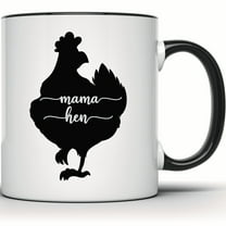 Mama Hen Mug - Farmhouse Chicken Coffee Mug - Mother's Day Gift for Mom - Chicken Lover Tea Mug - Cute Animal Hen Mug Gift - 11 Ounce Black Rim Handle Novelty Coffee Cup - WMUG0956-BLK