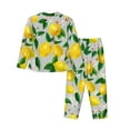 thumbnail image 2 of Kll Lemon Print Women'S Long Sleeve Pajamas With Pants Sleepwear Loungewear 2 Set-Medium, 2 of 9