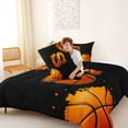 thumbnail image 4 of Castle Fairy Basketball Letter S Queen Comforter Set 3 Pieces, Sport Graffiti Splash Comforter Sets Queen, Black Orange,Black Reversible,1 Comforter and 2 Pillowcases, 4 of 6