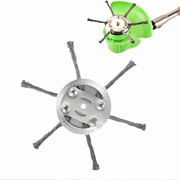 Cabezal desbrozador de alambre de acero de 2 piezas, 15 cm, 6 cuchillas