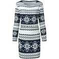 thumbnail image 5 of BLTIBY Christmas Sweatshirt Dress for Women 2024 Xmas Print Autumn Winter Round Neck Casual Soft Long Sleeve Fashion Pullover Dresses Outfit Trendy White M, 5 of 6