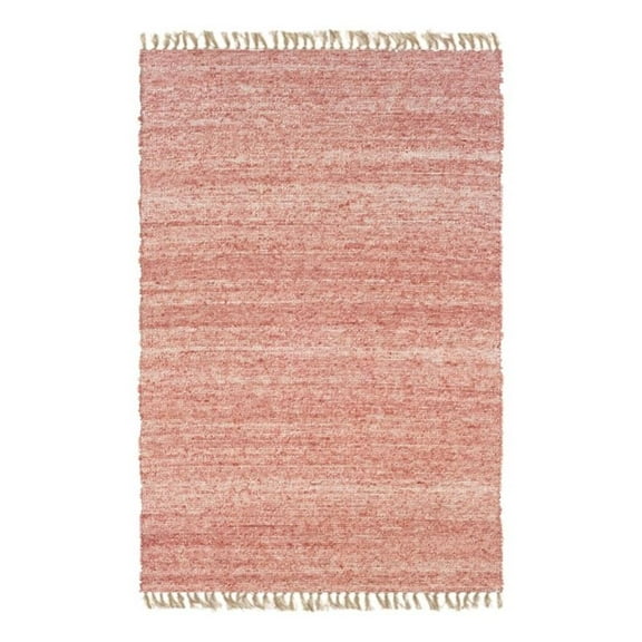 Linon Knotty Loop Hand Woven Wool 7'10"x10'4" Rug in Red and Natural