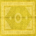 thumbnail image 1 of Ahgly Company Machine Washable Indoor Square Medallion Yellow Traditional Area Rugs, 3' Square, 1 of 4