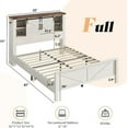 thumbnail image 6 of Merluxy 44" H farmhouse Full Bed Frame with Storage Bookcase & Charging Station, Bedroom Furniture, White, 6 of 9