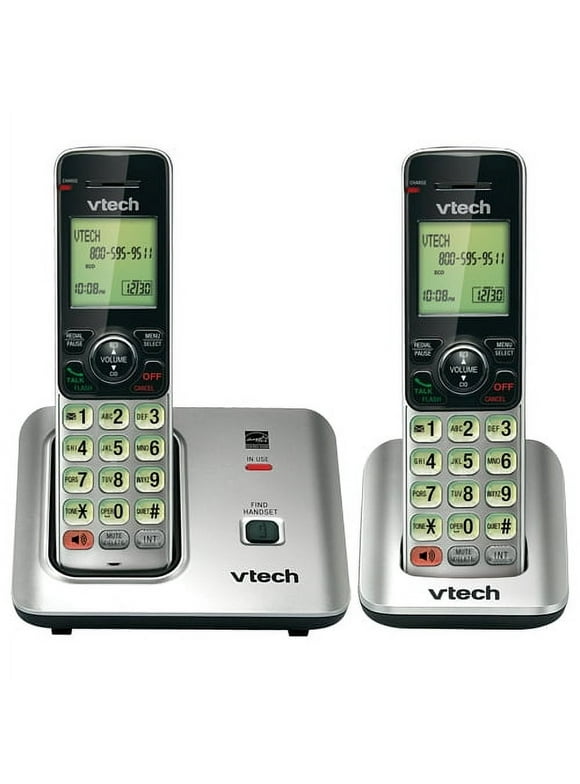 VTech CS6619-2 DECT 6.0 Expandable Cordless Phone with Caller ID/Call Waiting, Silver with 2 Handsets - Cordless - 1 x Phone Line - 1 x Handset - Speakerphone - Hearing Aid Compatible - Backlight