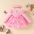 thumbnail image 5 of Yindaity Newborn Dress Newborn Dress Baby 0-3 Infant Girl Outfit Sleeveless Tulle Ribbed Romper Pink Dress with Hairband(Pink,6-9 Months), 5 of 9