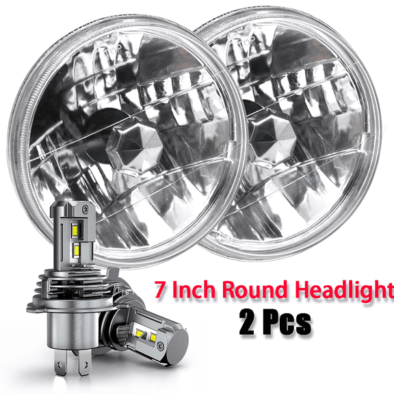 2Pc 7 inch Round LED Headlights 9003 H4 Hi-Lo Beam For Freightliner Coronado 2001-2016