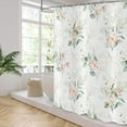 thumbnail image 2 of Spring Pink Floral Shower Curtain, Weighted Bottom Sage Green Eucalyptus Leaf Watercolor Botanical Plants with Gold Branches Fabric Bathroom Curtain Home Decor Waterproof Washable with 12 Hooks, 2 of 6