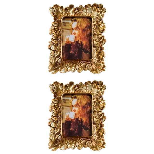 GROWTH TANK 2pcs Retro Picture Frame Vintage Iris Flower Photo Holder Rectangle Frames