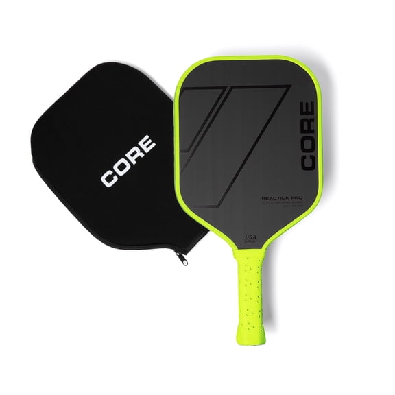 CORE Reaction Pro Carbon Fiber Pickleball Paddle with Cover 16mm - USAPA Approved - Single Pickle Ball Paddle for Indoor or Outdoor Play, Pro Style Design for Competitive Pickleball Players - Green