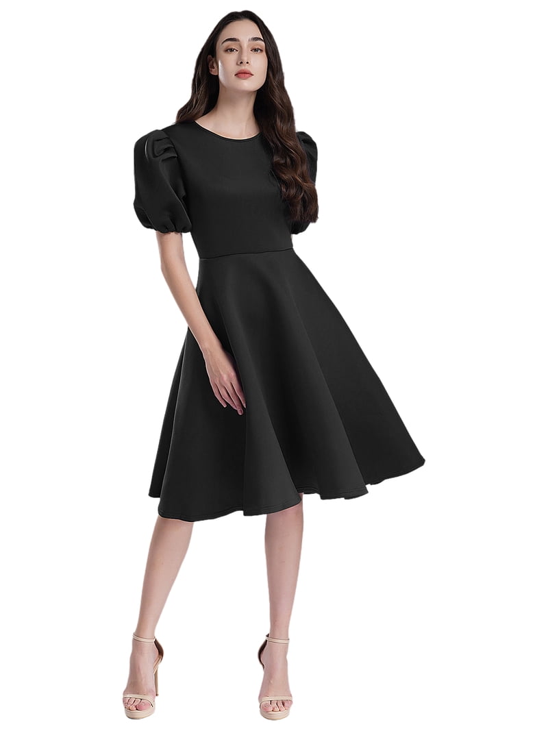HULIJA Womens Puff Sleeve Summer Casual Dress Elegant Round Neck A-Line Flared Party Dresses Black XL - Walmart.com HULIJA Womens Puff Sleeve Summer Casual Dress Elegant Round Neck A-Line Flared Party Dresses Black XL - Walmart.com