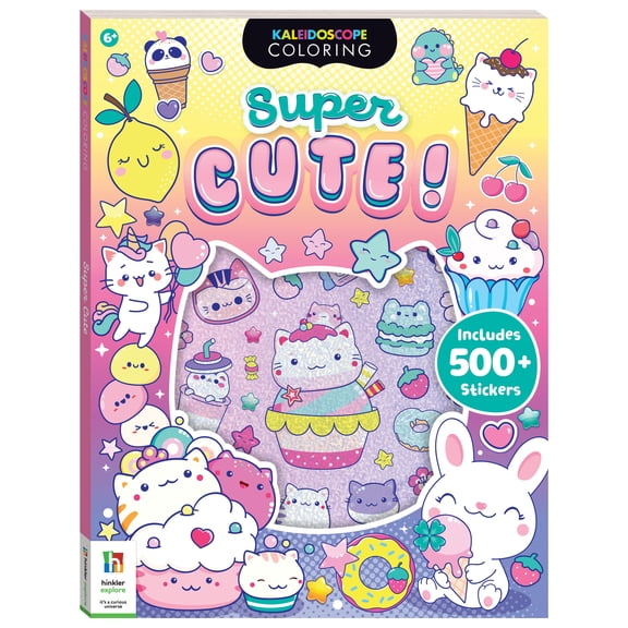 Kaleidoscope: Super Cute Sticker Coloring Book - 128 Pages, 500  Stickers, Animal Characters-Food-Dessert Illustrations, Color-Decorate-Create, Kid 8 