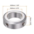 thumbnail image 2 of Uxcell 20mm Bore Set Screw Shaft Collars Aluminum Alloy, 32mm OD, 10mm Width 2 Pack, 2 of 5
