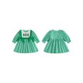 thumbnail image 2 of RUINIXCW Toddler Baby Girl Christmas Dress Outfit Infant Baby Girl Fall Winter Giangham Plaid Dress Clothes Cute Santa Tree Deer Embroidery Long Sleeve Ruffled Dress, 2 of 9