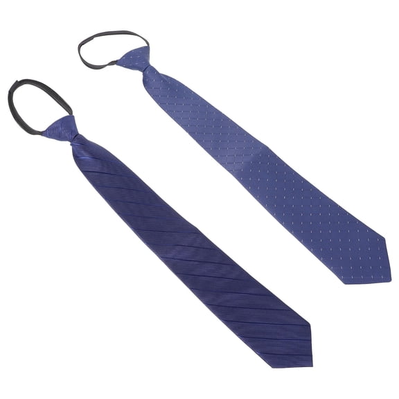 MERRYHAPY Men Ties Blue Polyester Silk Zipper Neck Easy to Clean Fashionable Business Style 2Pcs