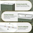 thumbnail image 4 of Lisonu 24-Inch Bathroom Vanity with Ceramic Sink, Green Wood Cabinet with Soft Close Door and Drawers, Gold Hardware, Traditional Storage Solution for Small Bathrooms, 4 of 24