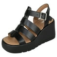 thumbnail image 1 of Soda Women Wedge Sandals Open Toe Ankle Multi Strap Cage Style Platform KARBIE-S Black PU 8.5, 1 of 4