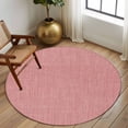thumbnail image 3 of Round Area Rug 8 Ft, Vintage Peach Pink Washable Non-Slip Circle Carpet for Living Room/Bedroom, Farmhouse Retro Solid Color Linen Texture Collection Low-Profile Large Area Rugs for Indoor, 3 of 7