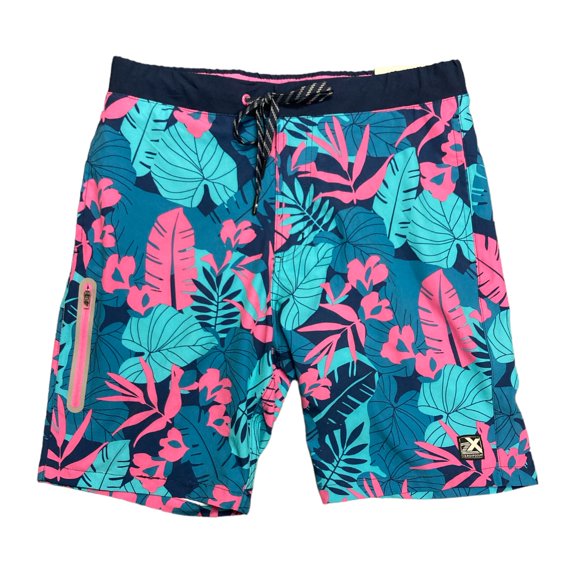 ZeroXposur Men's UPF 50  Sun Protection Comfort Liner Snap Waist Swim Trunks (Pink Island, S)