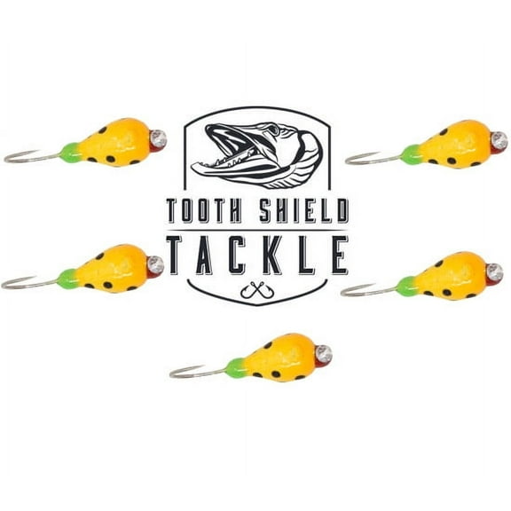 Tooth Shield Tackle UV Glow Tungsten Ice Fishing Jigs 5-Pack Crappie Perch Bluegill Panfish Jig 5mm (Stop Light)