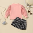thumbnail image 3 of MAMAMI Toddler Girl Clothes Long Sleeve Top and Plaid Half Skirt Set Girl Fall Outfits, 3 of 8
