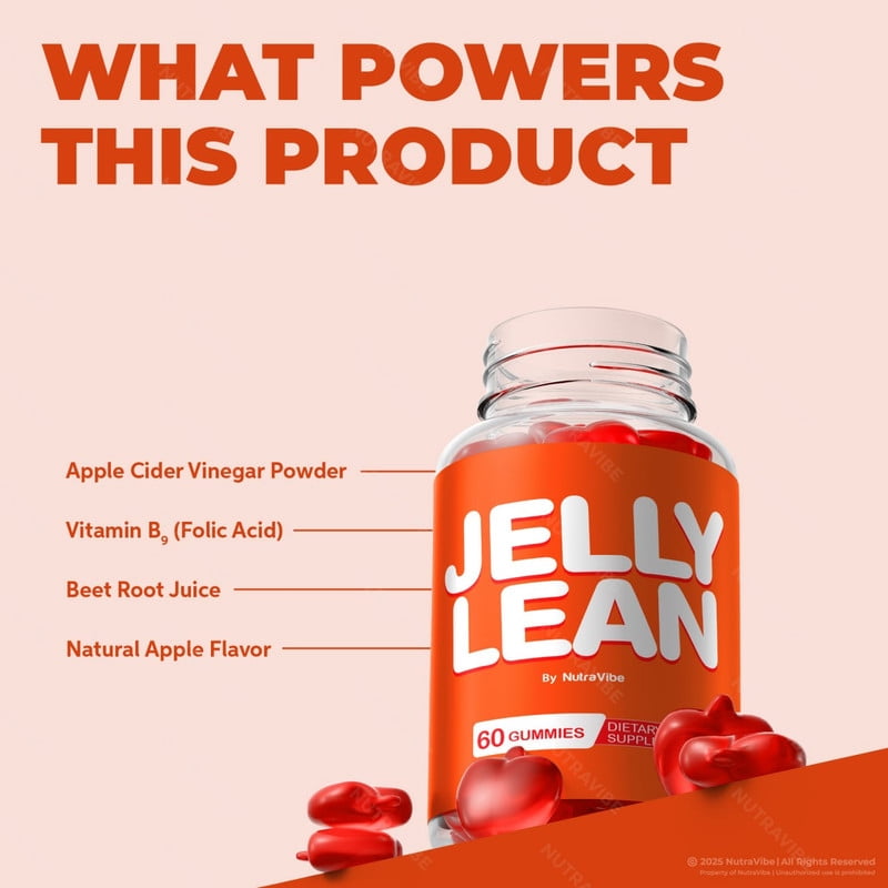 Jelly Lean – Natural Daily Gummy Formula Designed to align with Fitness Goals, Support active Lifestyle & Body Balance | Just 2 Great-Tasting, Easy-to-Chew Gummies Daily (60 Gummies)