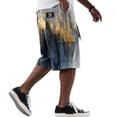 thumbnail image 2 of Men Block Gradient Print Corduroy Cargo Shorts Drawstring Elastic Waist Multi Pockets Knee Length Casual Shorts For Summer Outdoor Hiking Camping Vacation, 2 of 6