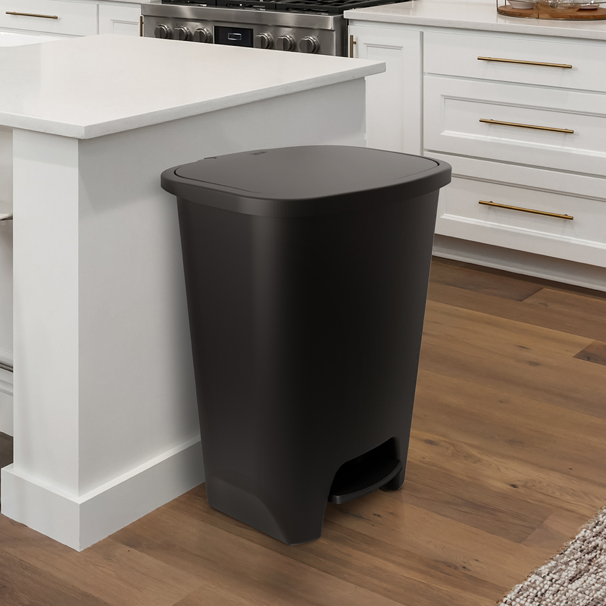 Glad XL Trash Can, Plastic Step-on Kitchen Trash Can, with Clorox Odor Defense, Black - image 3 of 4