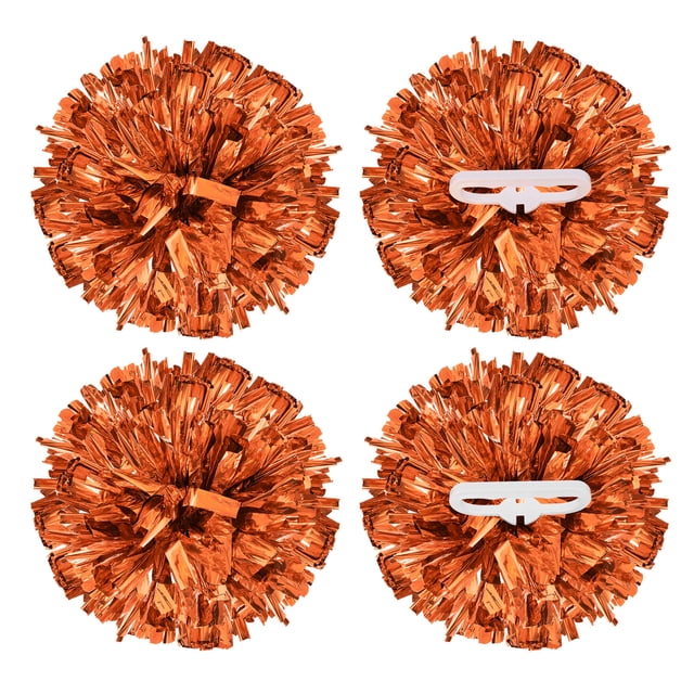 Pompones metálicos de animación Uxcell con anillos de mango, ideales para el espíritu del equipo, deportes, danza y animación en color naranja
