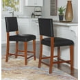 thumbnail image 2 of Linon Brook Full Back Wood Counter Stool, 24" Seat Height, Sapele Finish with Black Fabric, 2 of 12