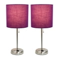 thumbnail image 4 of Mod Lighting and Decor Brushed Steel Table Lamps with Drum Shade - 19.5" - Silver and Purple - Set, 4 of 9