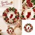 thumbnail image 3 of Christmas Diamond Painting Kit with Pearl Embellishment, Festive Round Wreath Art for Holiday Home Display, Merry & Bright Wall Hanging Decor 1Pc, 3 of 6