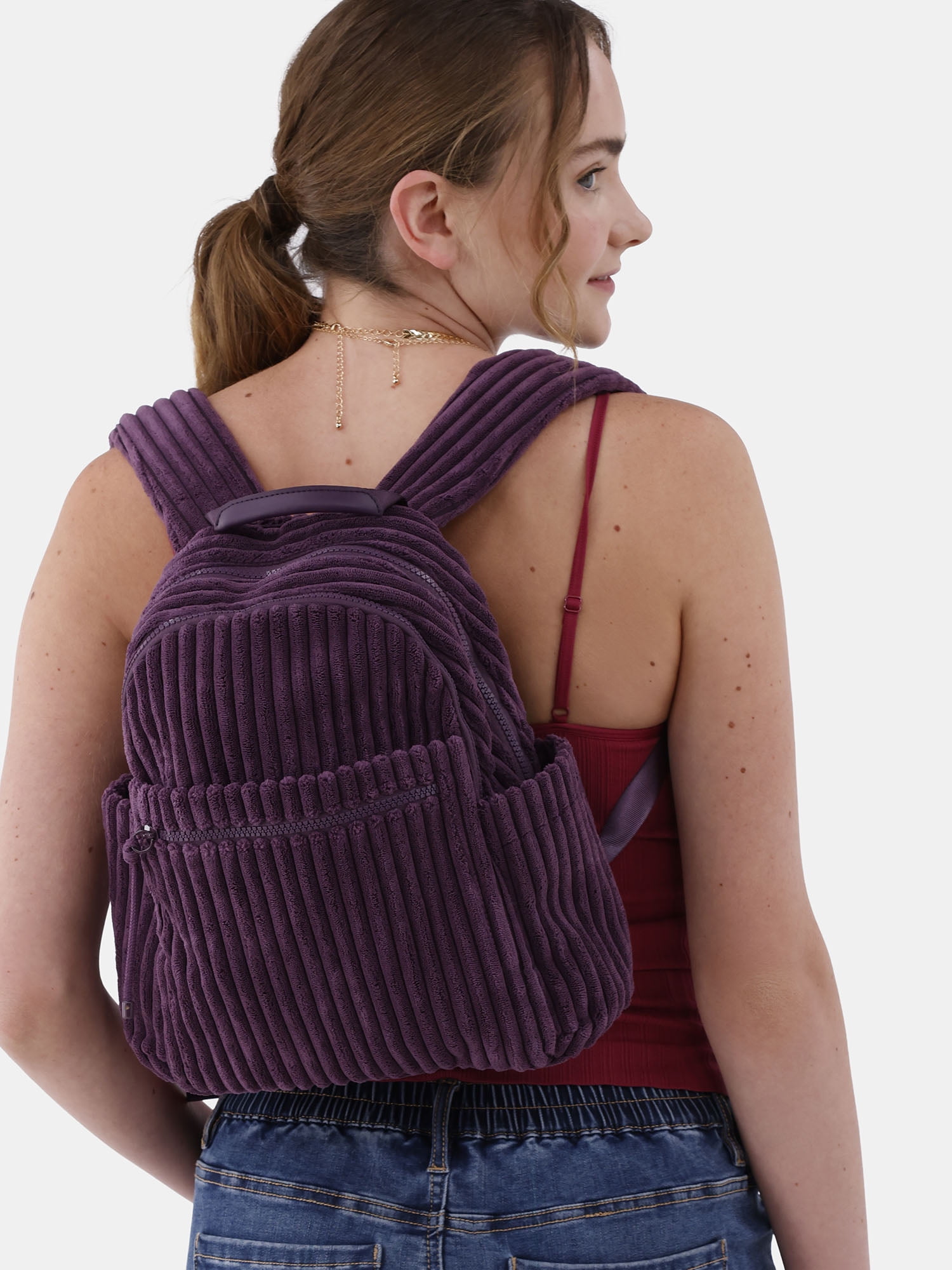 No Boundaries Corduroy Backpack, Olive, Women's - Walmart.com
