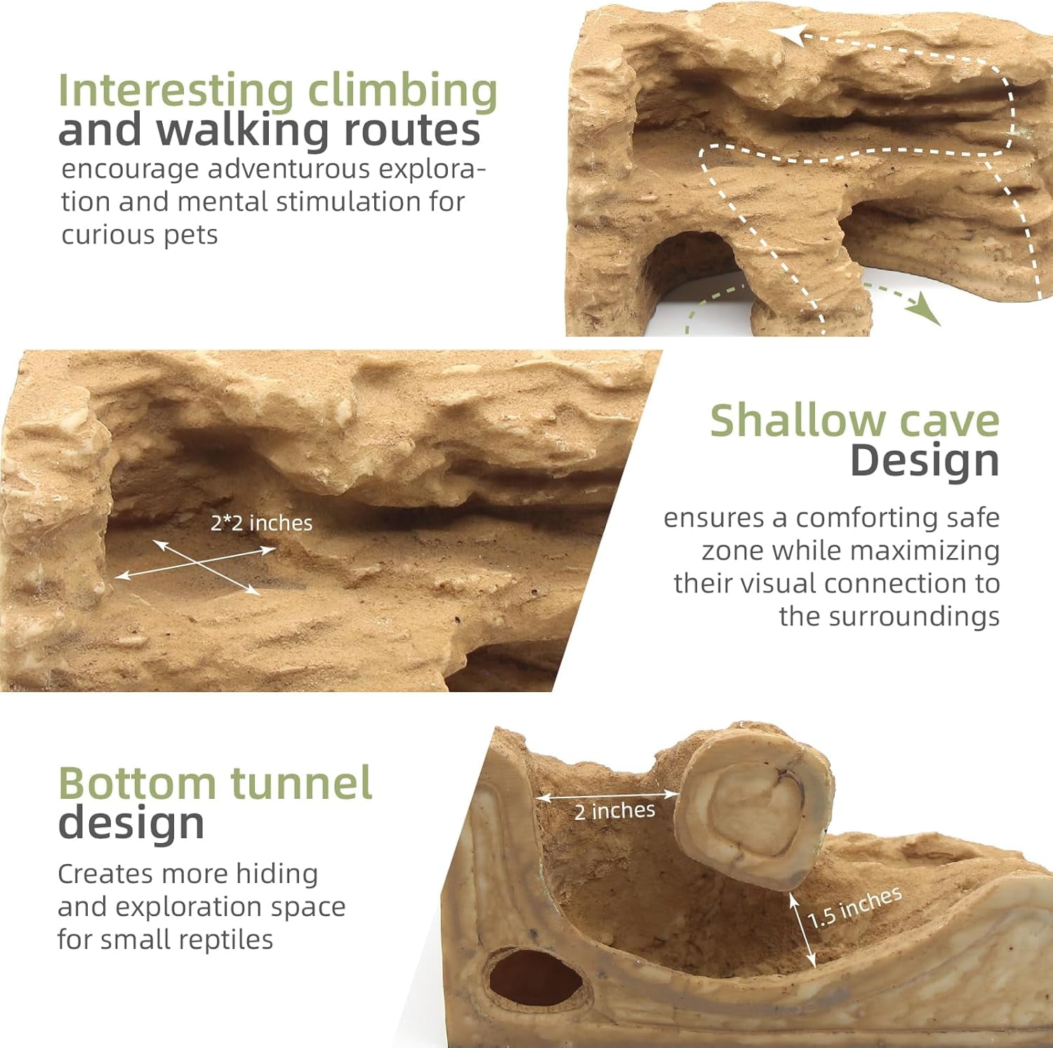 Reptile Hide Shale Scape Step Ledge Backdrop, Reptile Corner Rock Basking Platform Cave Hideout Tank Accessories Decorations for Reptiles, Amphibians, Leopard Gecko, Snake, Frogs, Turtle