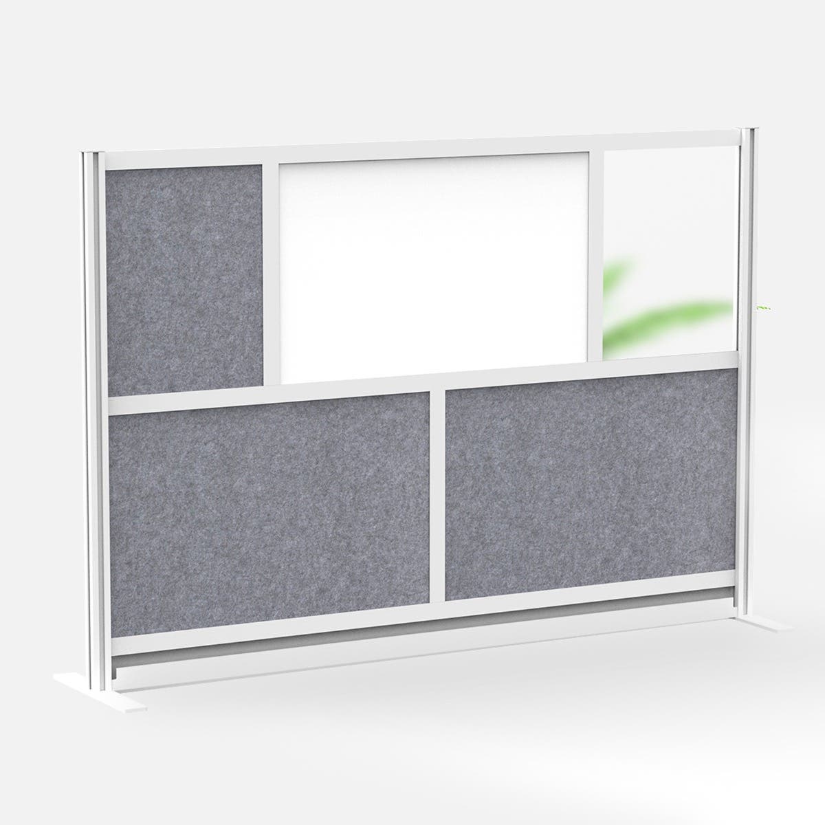 Luxor Workflow Modular Wall Room Divider System - Silver Frame - 70" x 48" Starter Wall with Whiteboard, Freestanding